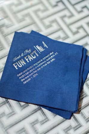 Personalized Cocktail Napkins with Fun Facts in Silver Foil Font
