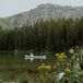 A Canoe on a Lake in Telluride, Colorado, With the Bride and Groom Boating