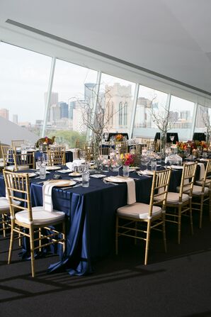 Navy and Gold Reception with Skyline views