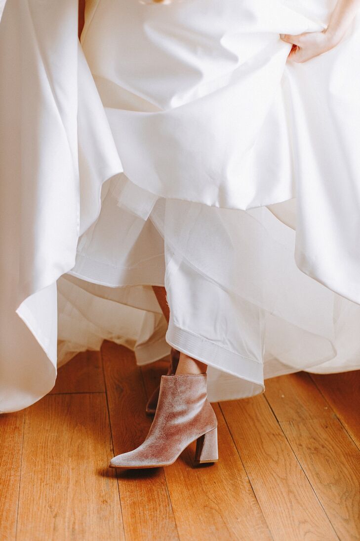 Neutral-Colored Suede Bridal Booties