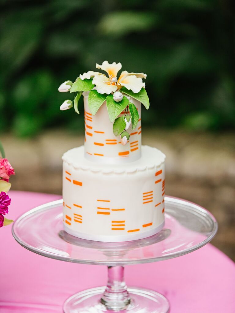 DNA patterned bridal shower cake. 