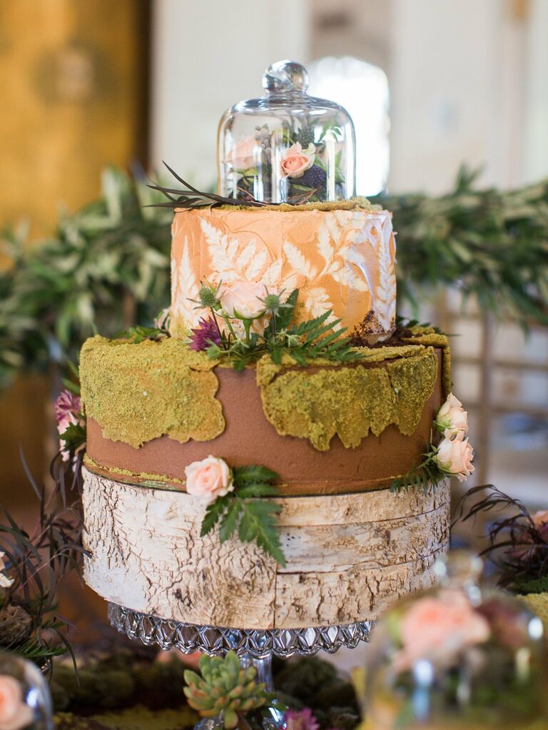Nature-inspired bridal shower cake. 
