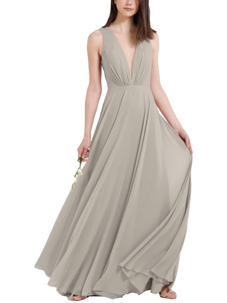 Sandy light gray bridesmaid dress