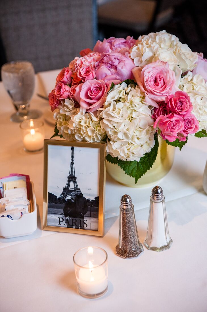 Pink Rose and White Hydrangea Centerpieces