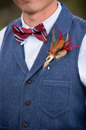 Brown and Red Feather Boutonniere
