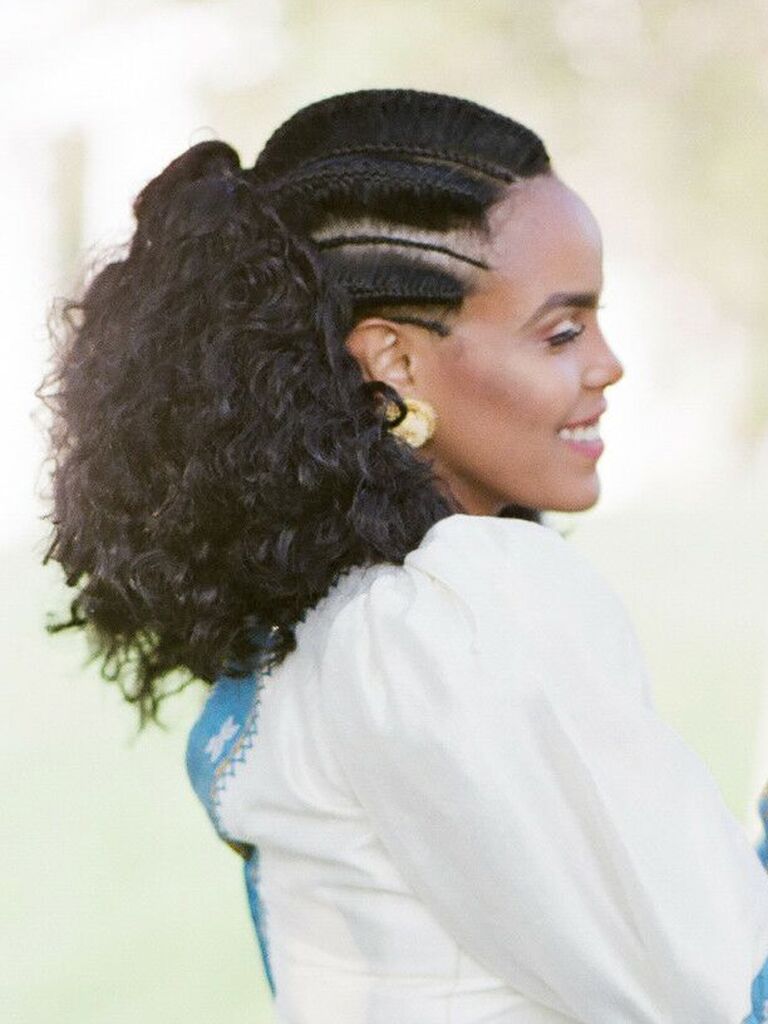natural wedding hairstyles braided half up