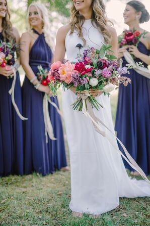 Purple, Pink Hand-Tied Wildflower Bridal Bouquet