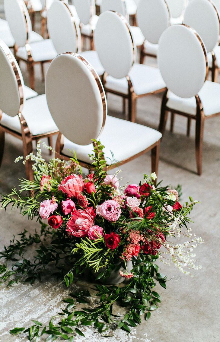 Pink Aisle Arrangement for Wedding at Sandbox in San Diego, California
