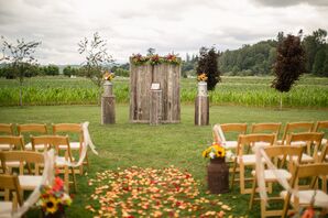 Rustic Wood Pillars and Altar Backdrop