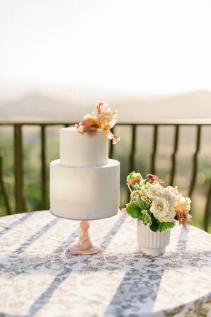 Two-Tier Wedding Cake With Flower Cake Topper