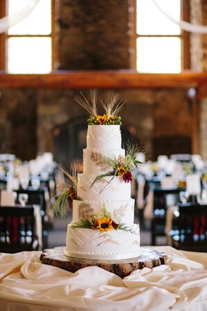 Tiered Round Cake with Fondant Mountain Illustration