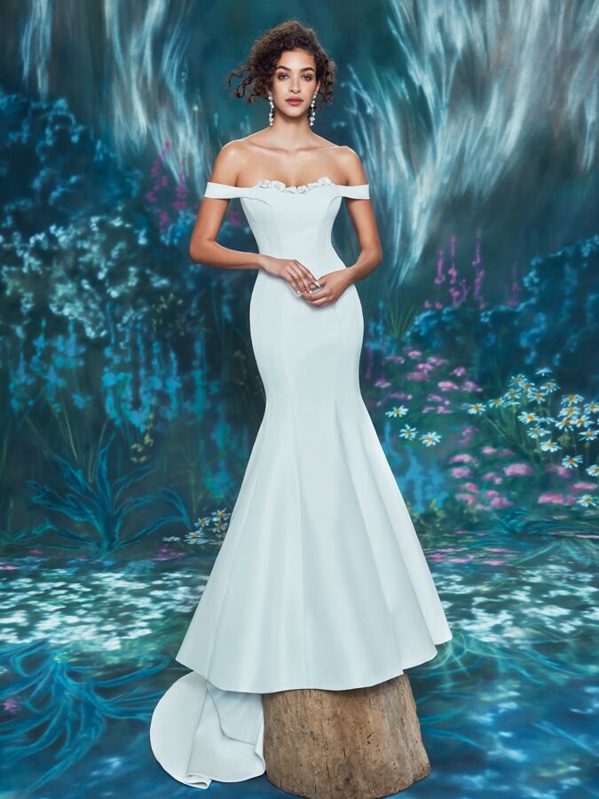 Ines Di Santo off-the-shoulder trumpet wedding dress