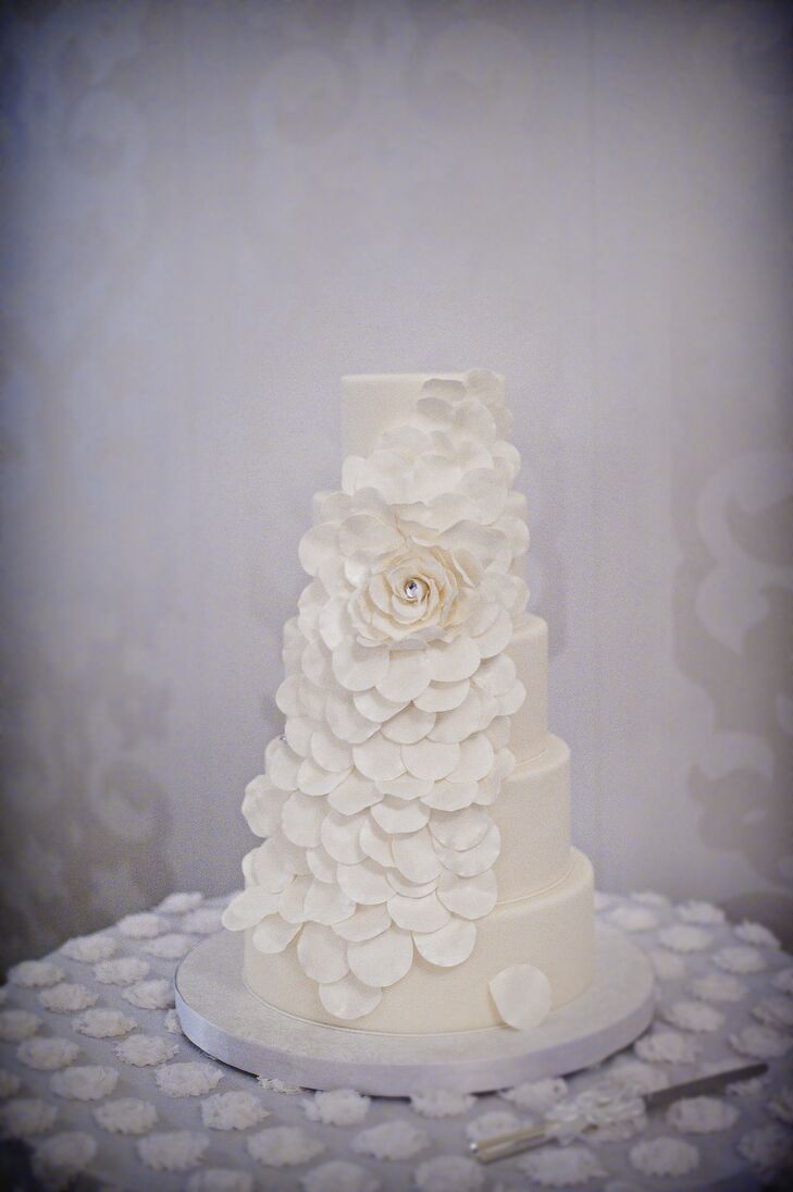 Rose Petal Cascade Wedding Cake