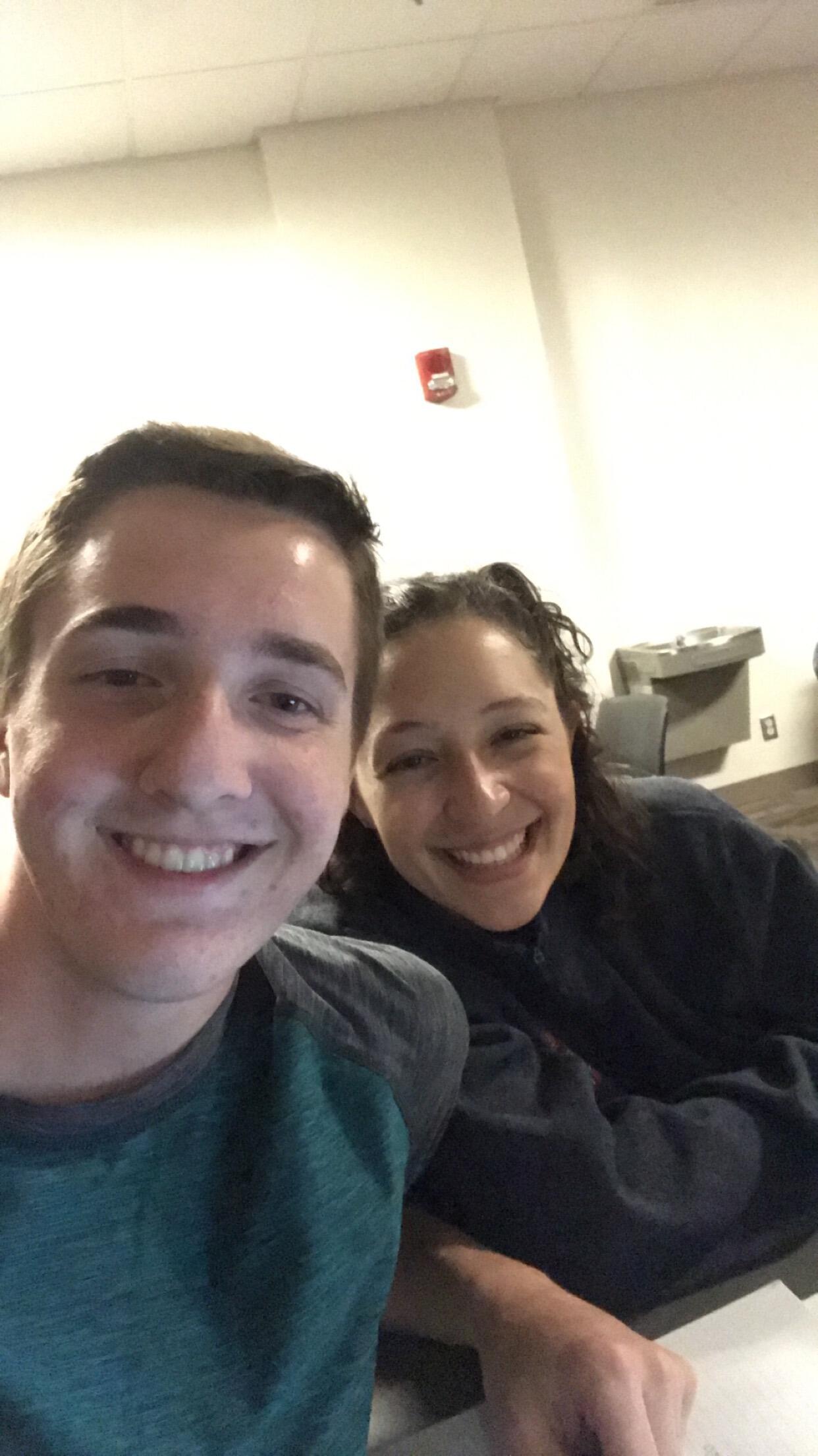 5 days before asking Eva out, we posed for a snapchat to send to a friend needing our location. Andrew proceeds to sneak the picture to his sister to show her what Eva looks like, cuz he thinks she's cute or something.....