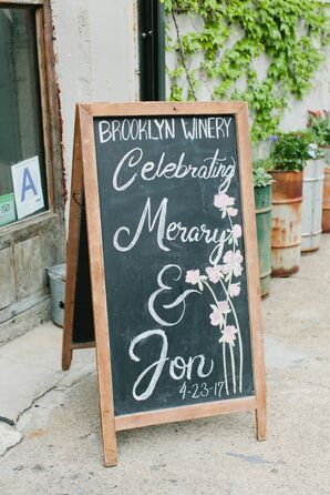 Chalkboard Sign with Cherry Blossom Illustration