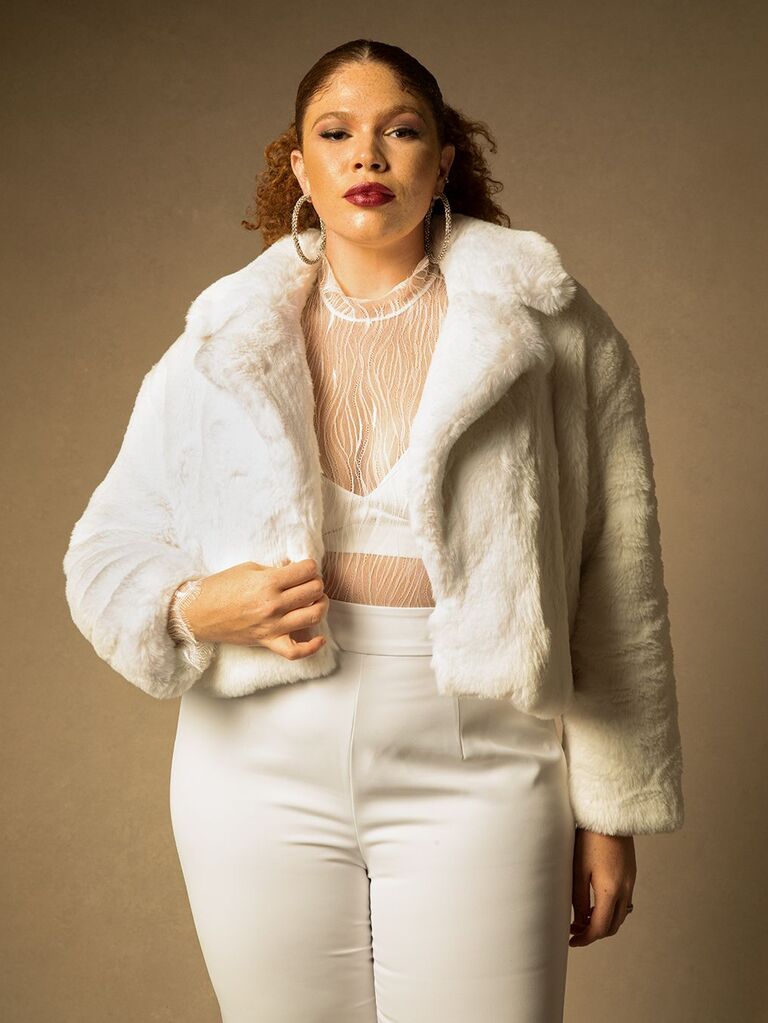 Bridal by ELOQUII faux fur wedding jacket for the bride
