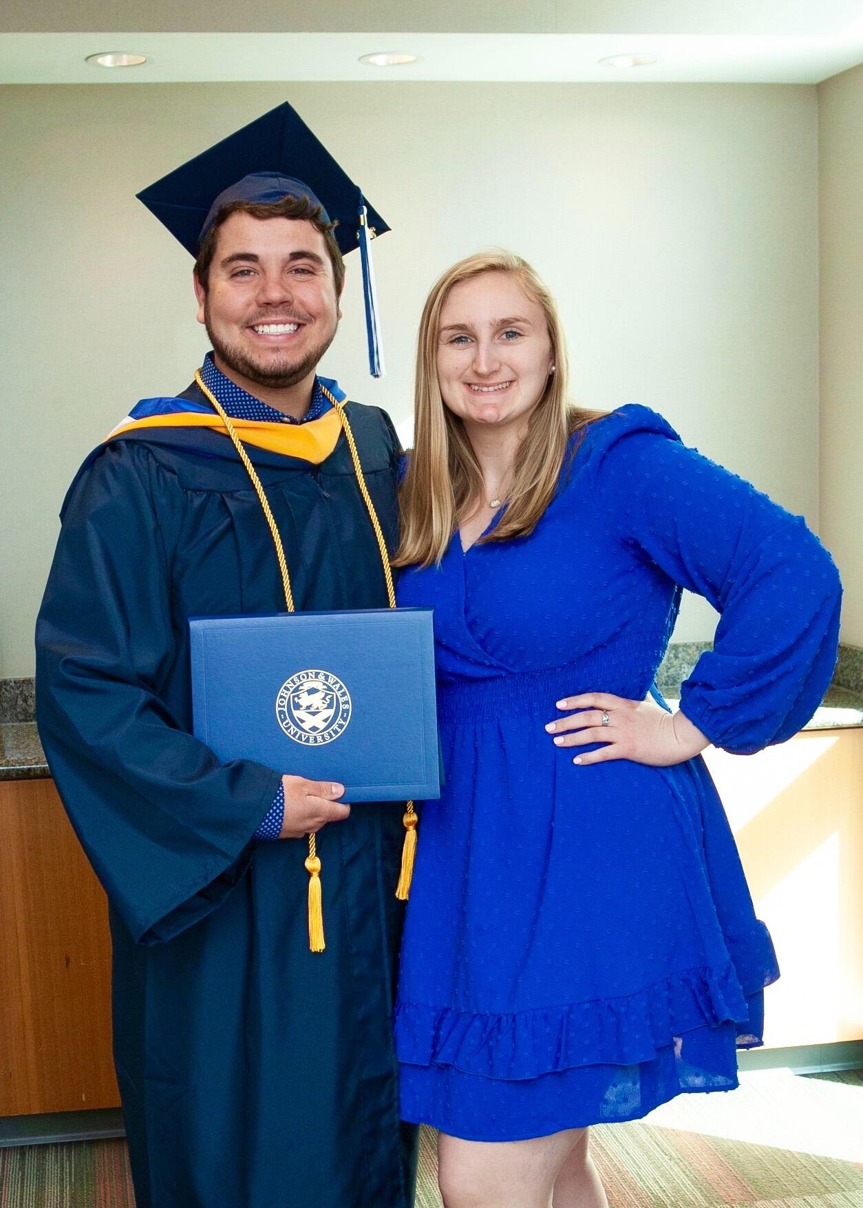 Celebrating Evan graduating undergrad from JWU!