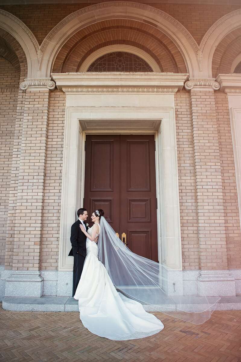 slim fit dress slacks Fit & Flare Wedding Dress with Large Train – Sample Sale main image 0