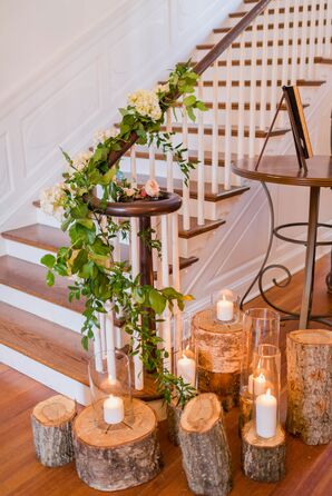 Wooden Log and Candle Decor