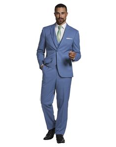 MEN’S WEARHOUSE Calvin Klein Light Blue Performance Wool Suit Tuxedo