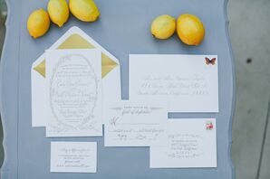 Whimsical Gray Letterpress Invitations