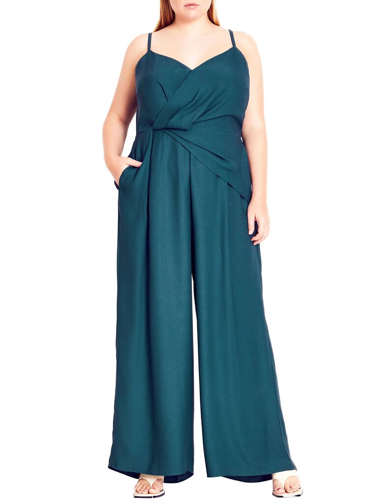 City Chic black-tie optional jumpsuit with V-neckline and twist bodice