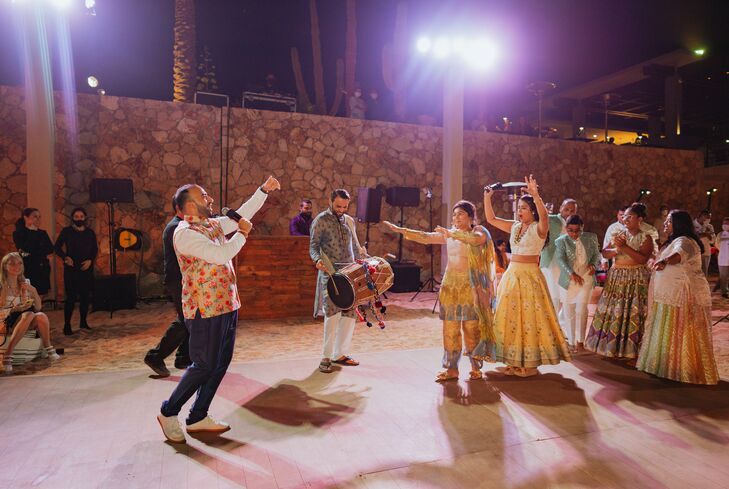 Traditional Indian Dancing at Sangeet at Montage Los Cabos in Mexico