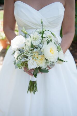 Ivory Bouquet Tied with White Ribbon