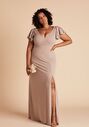 Birdy Grey Hannah Crepe Dress Curve in Taupe V-Neck Bridesmaid Dress - thumbnail - 2