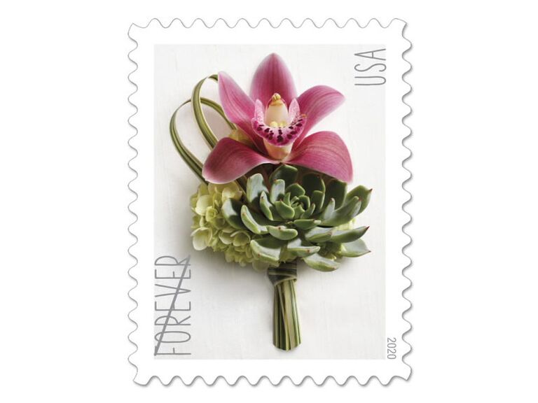 Contemporary boutonniere postage stamp