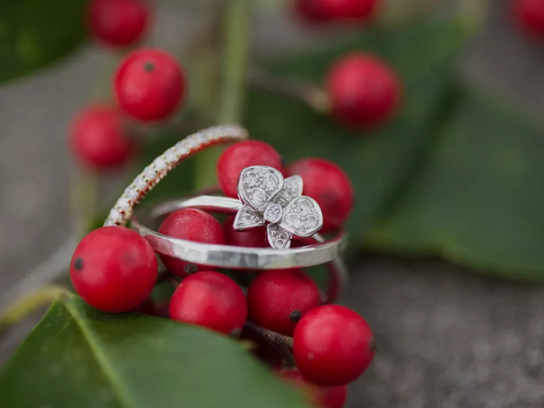 Silver and diamond butterfly wedding engagement ring