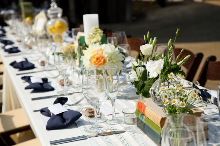 Fresh Yellow and White Reception Centerpieces