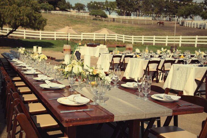 Long Wedding Reception Farm Tables