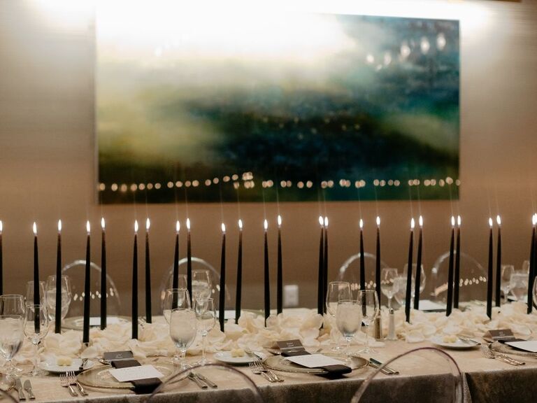 elegant tablescape with black taper candles