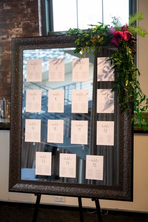 Framed Mirror Seating Chart Display