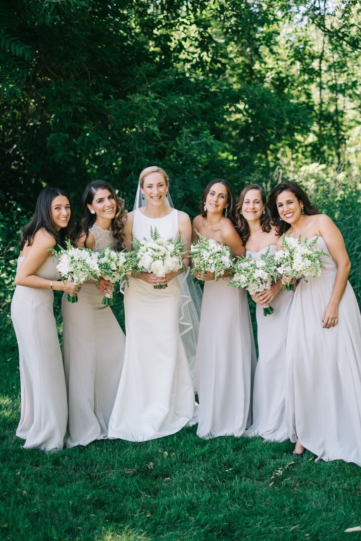 classic bridesmaid dresses Classic Lilac Chiffon A-line V-neck Floor Length Bridesmaid Dresses, MBD202 main image 1