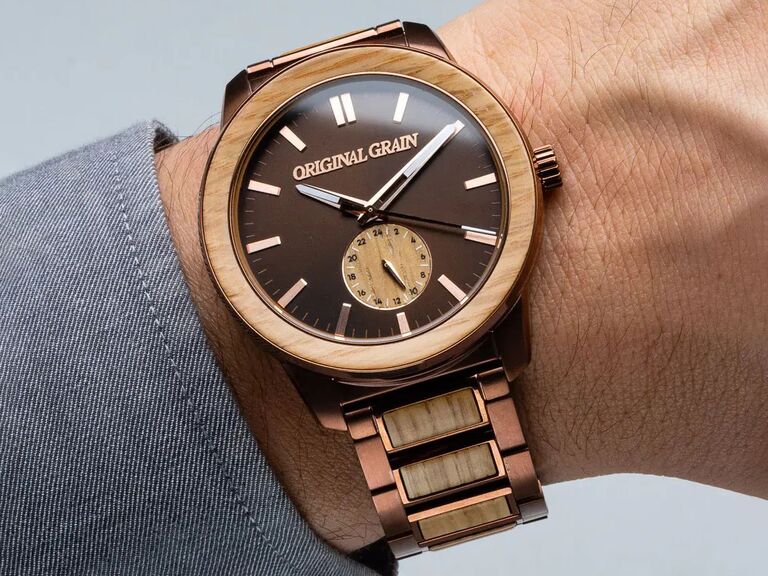 Original Grain reclaimed whiskey barrel watch personalized gift for husband