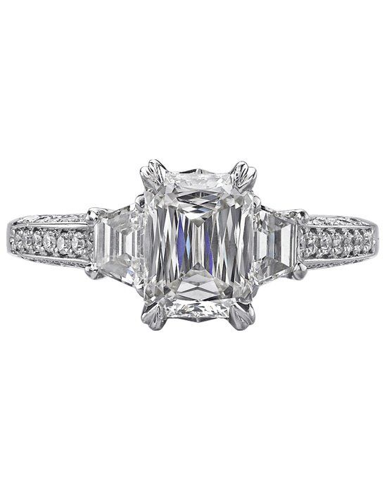 Christopher Designs Unique Emerald Cut Engagement Ring - 1