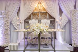Glamorous Sweetheart Table with White Roses