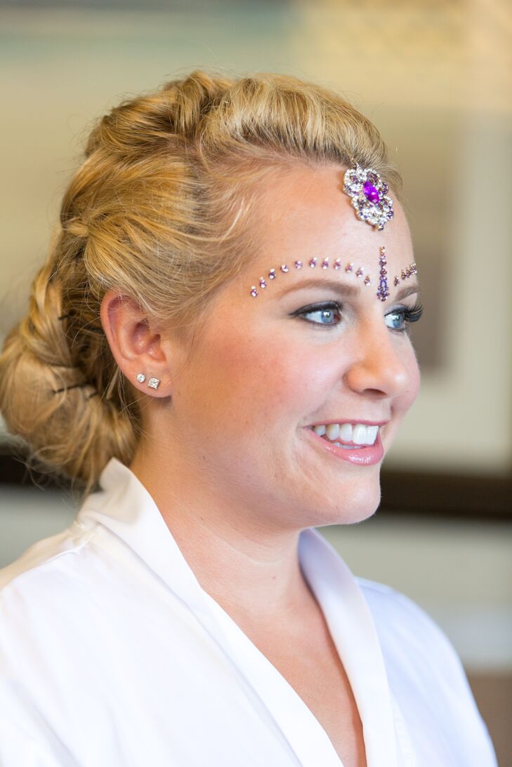Silver and Purple Face Jewelry