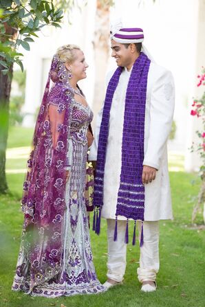 Purple and White Traditional Wedding Attire