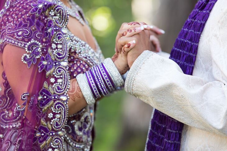 Traditional Hindu Dressed Couple Holding Hands