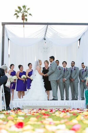 Couple with Officiant and Wedding Party