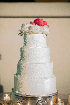Tiered Ivory Wedding Cake with Topper