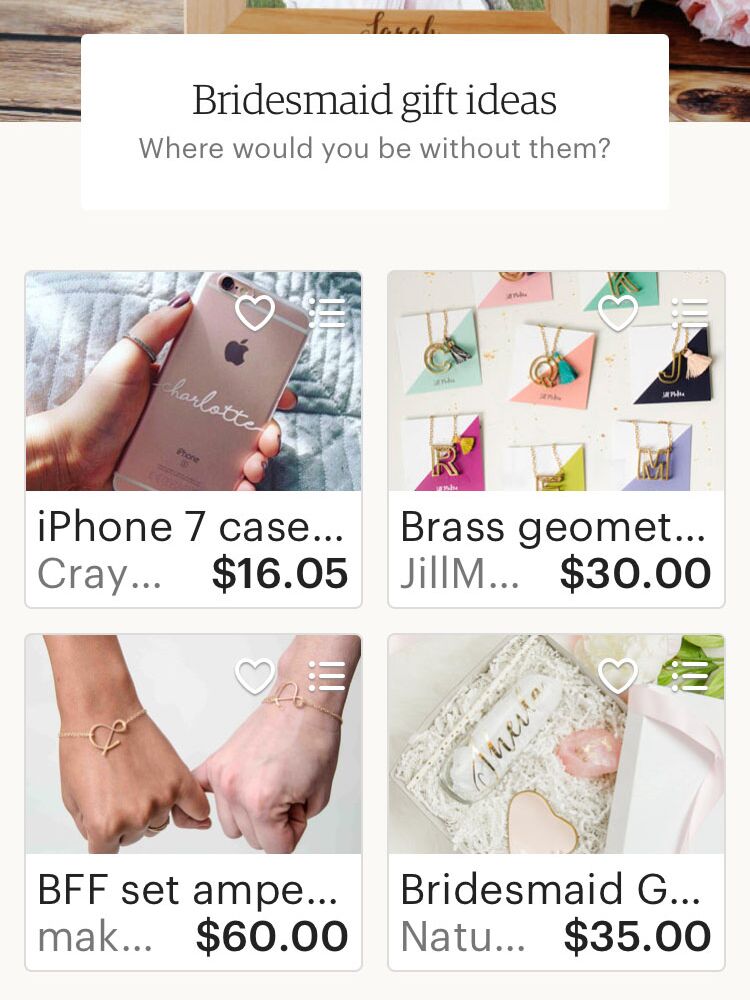 Etsy wedding app screenshot