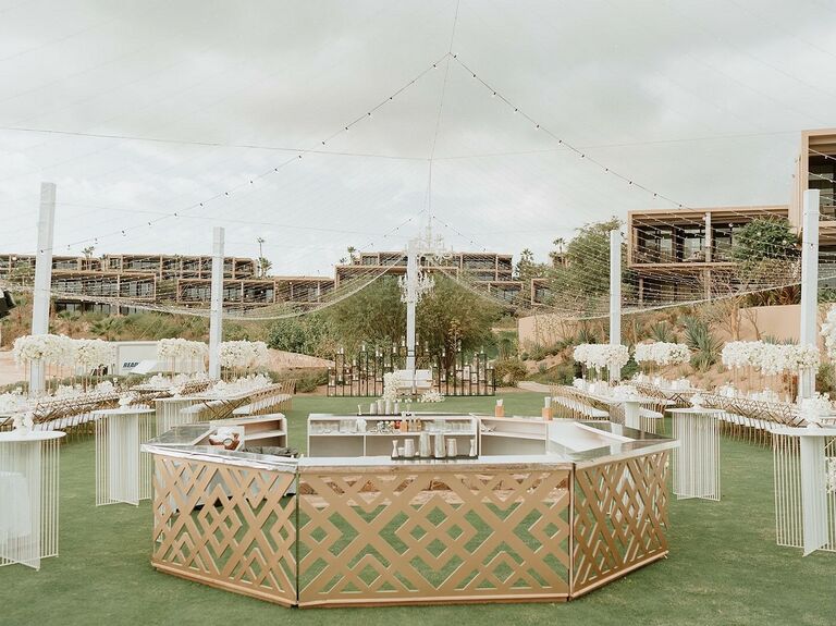 Geometric bar space for an outdoor wedding reception space