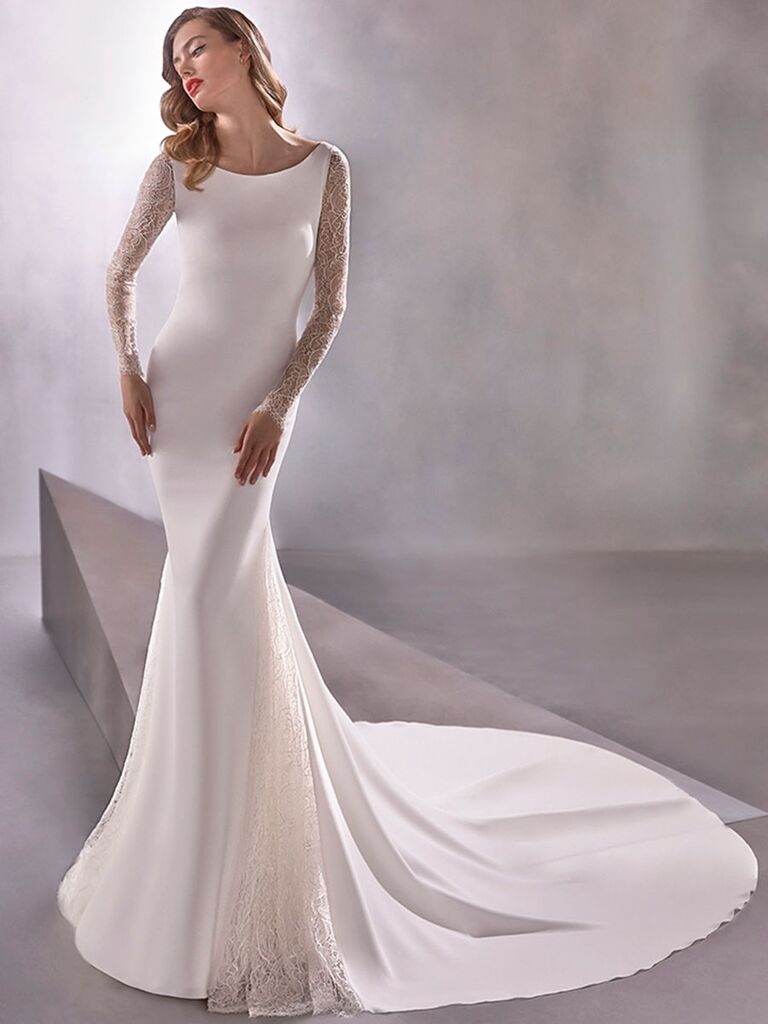 Atelier Provonias wedding dress long-sleeve sheer lace gown