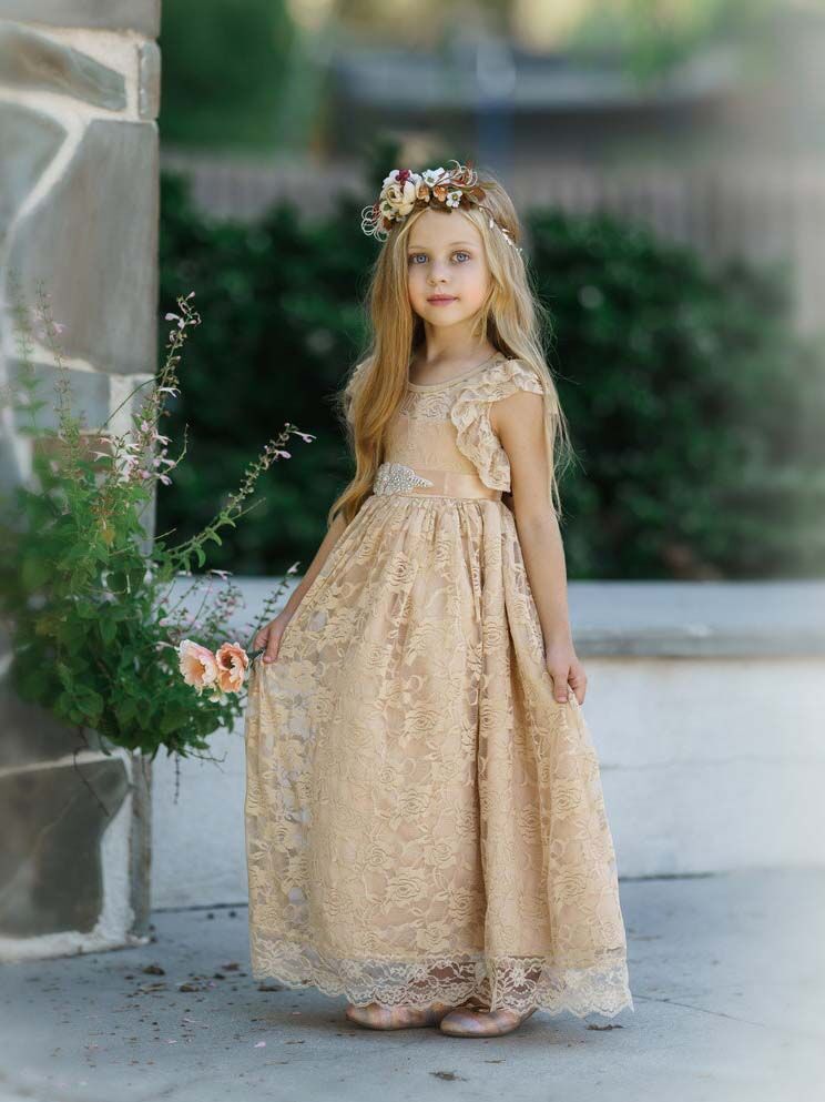 Lace Overlay Flower Girl Dresses