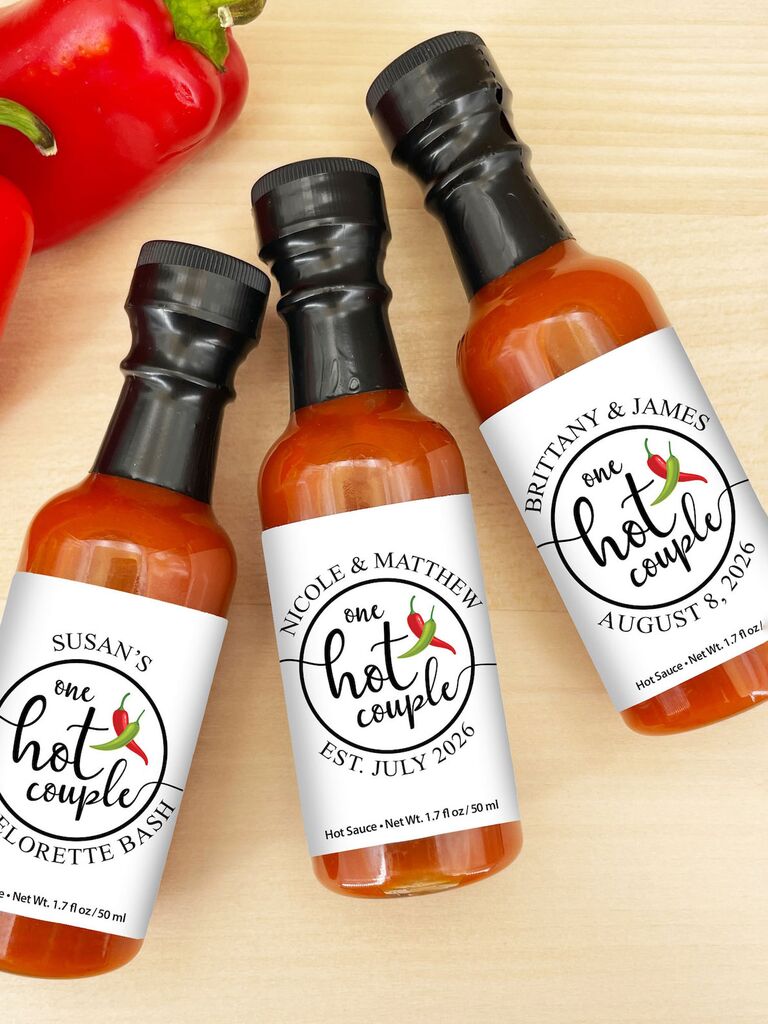 One Hot Couple hot sauce wedding favor idea