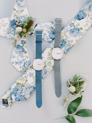Grooms' Matching Floral Print Accessories, Watches  and Boutonnieres